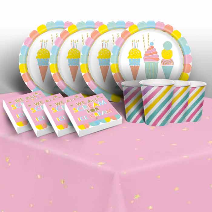 Ice Cream Party Pack Tableware Kit | Party Save Smile