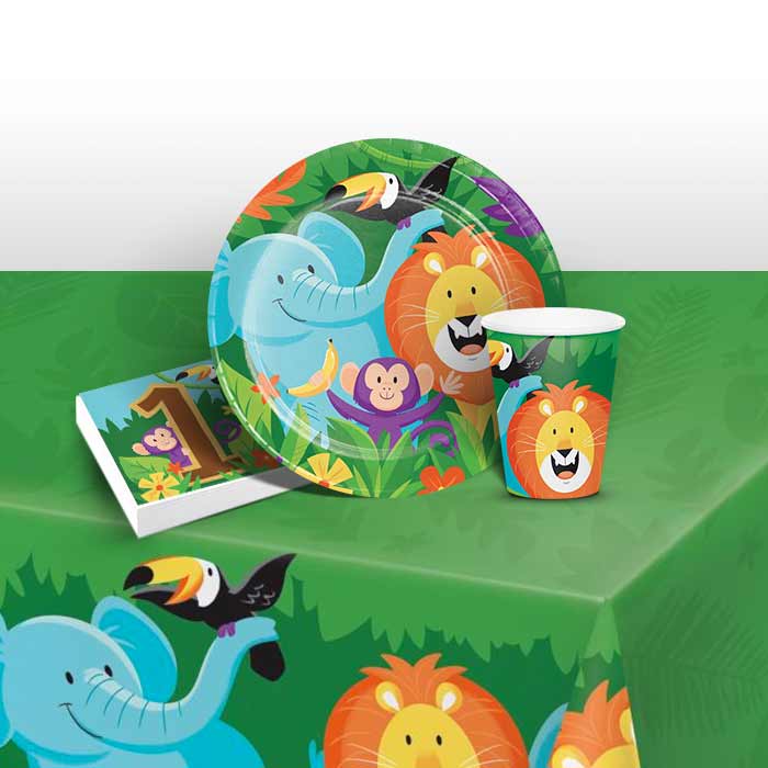 Safari Animal 1st Birthday Party Pack: Tableware Party Kit | Party Save Smile