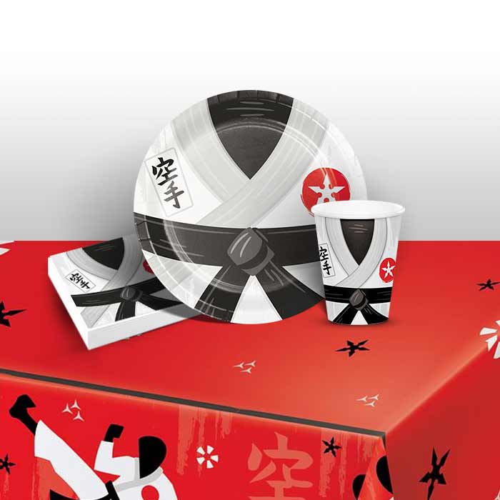 Karate Party Pack: Tableware Kit for 8 - 48 Guests | Party Save Smile
