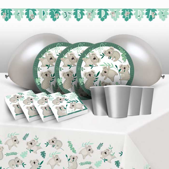 Koala Birthday Party Pack: Tableware & Decoration Kit | Party Save Smile