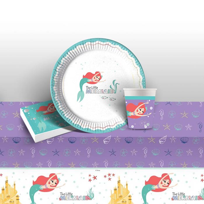 Ariel Little Mermaid Plates and Cups: Tableware Party Kit | Party Save Smile