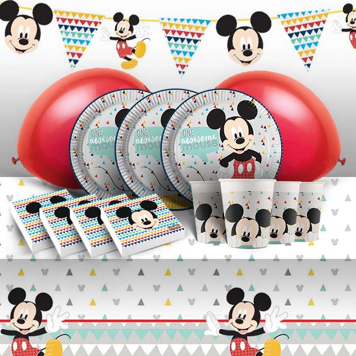Mickey Mouse Birthday Party Pack: Tableware & Decoration Kit | Party Save Smile