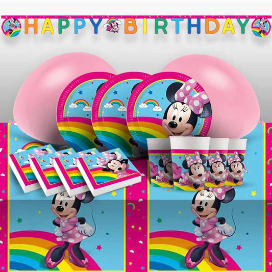 Minnie Mouse Party Kit with Decorations (Rainbow) - Party Save Smile
