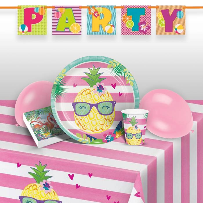 Pineapple Summer Party Pack: Tableware & Decoration Kit | Party Save Smile