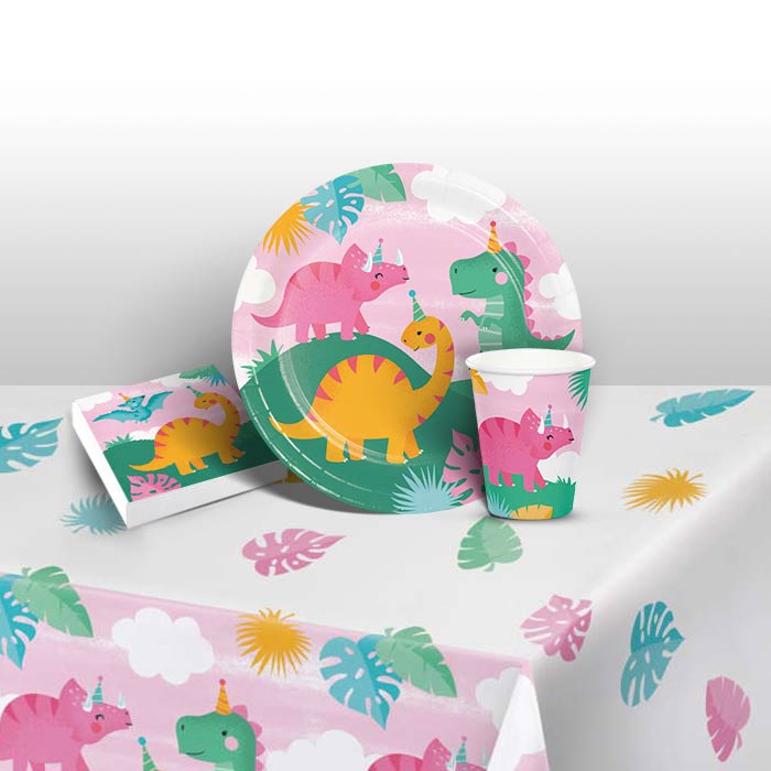 Girls Dinosaur Tableware Kit: Party Pack | Party Save Smile