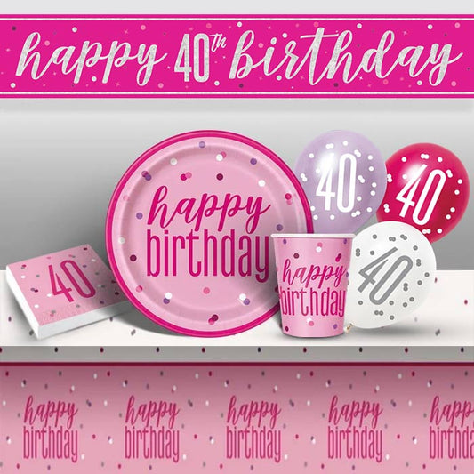 Pink & Silver 40th Birthday Party Pack | Party Save Smile