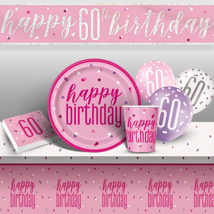 Pink and Silver 60th Birthday Decoration Pack: Party Kit | Party Save Smile