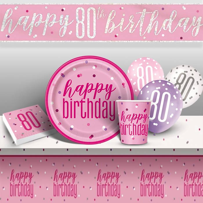 Party Packs - 80th Birthday Pink Silver | Party Save Smile