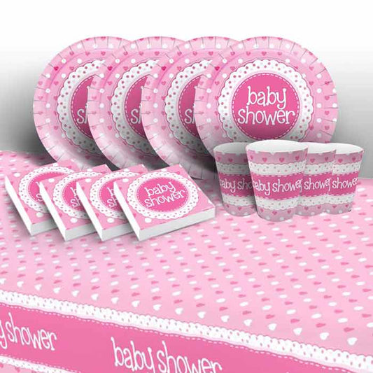 Pink Polka Dot Baby Shower Tableware Pack | Party Save Smile