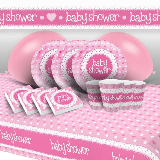 Pink Baby Shower Party Pack: Kit with Decorations & Balloons | Party Save Smile