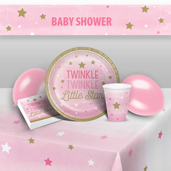 Pink Star Baby Shower Party Pack | Party Save Smile