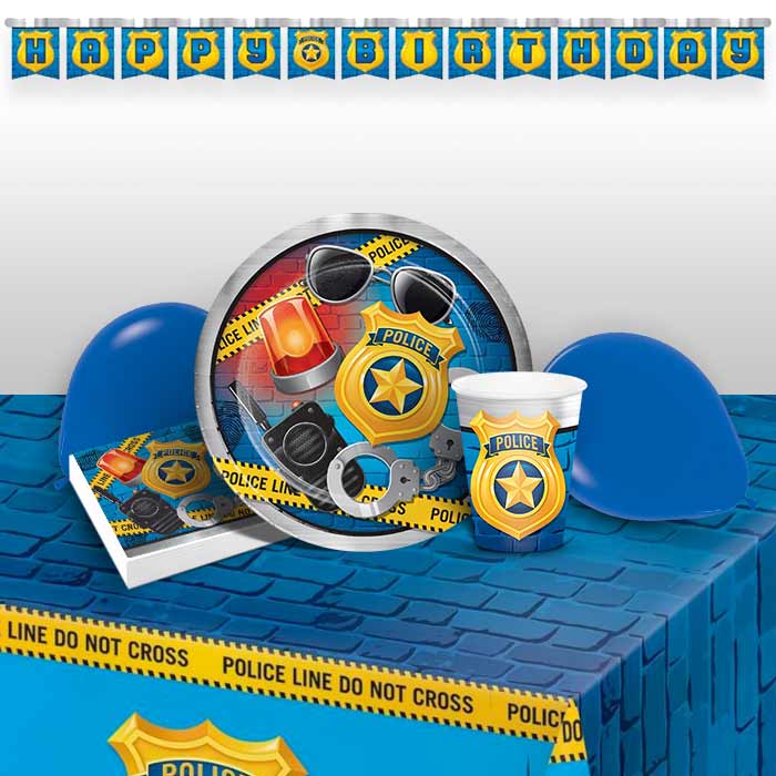 Police Birthday Party Pack: Tableware & Decoration Kit | Party Save Smile