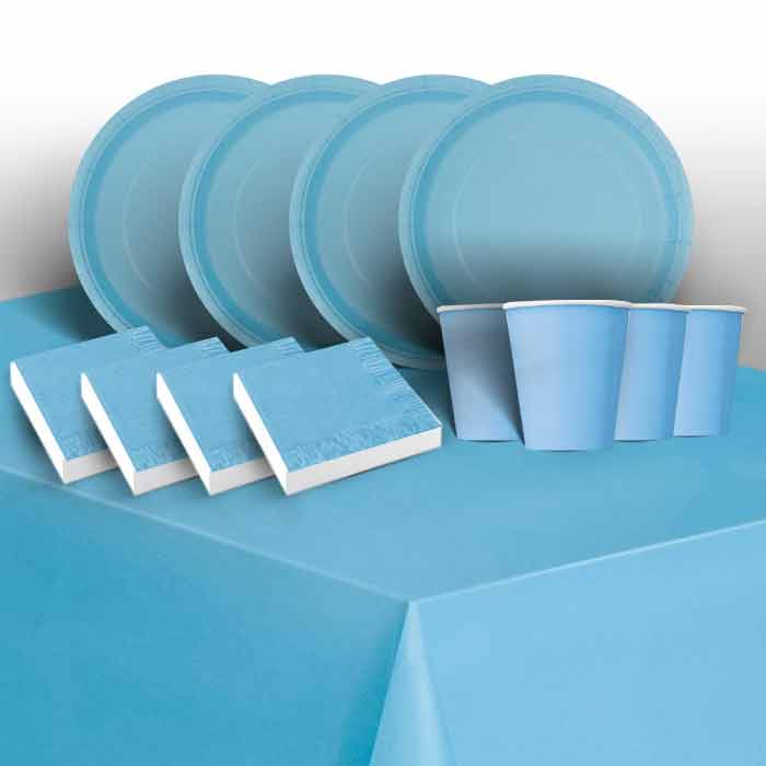 Baby Blue Solid Coloured Party Pack: Tableware Party Kit | Party Save Smile