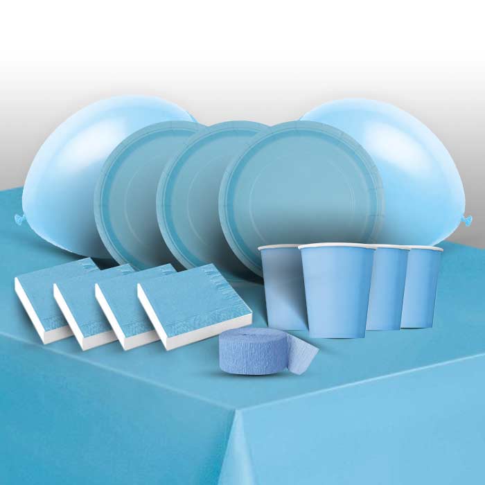 Baby Blue Coloured Party Pack: Tableware & Decoration Kit | Party Save Smile