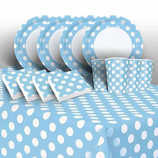 Baby Blue Polka Dots Party Pack: Tableware Kit | Party Save Smile