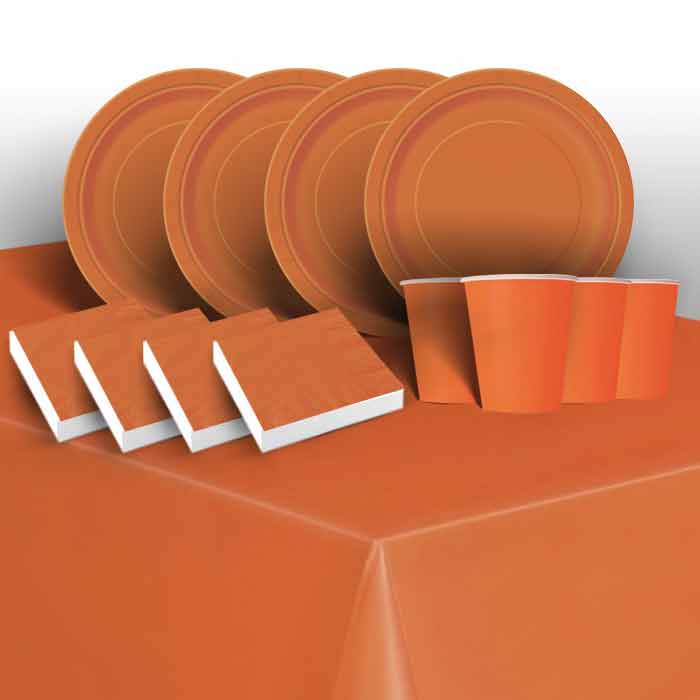Pumpkin Orange Coloured Party Pack: Tableware Party Kit | Party Save Smile