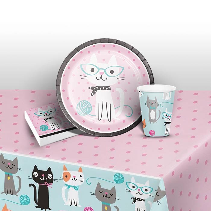 Purr-fect Cat Party Pack: Tableware Party Kit | Party Save Smile