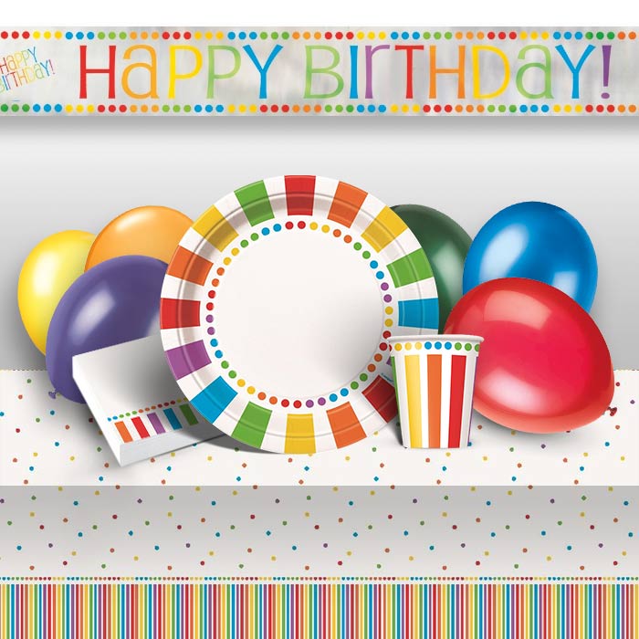 Rainbow Colour Birthday Party Pack: Tableware & Decoration Kit | Party Save Smile