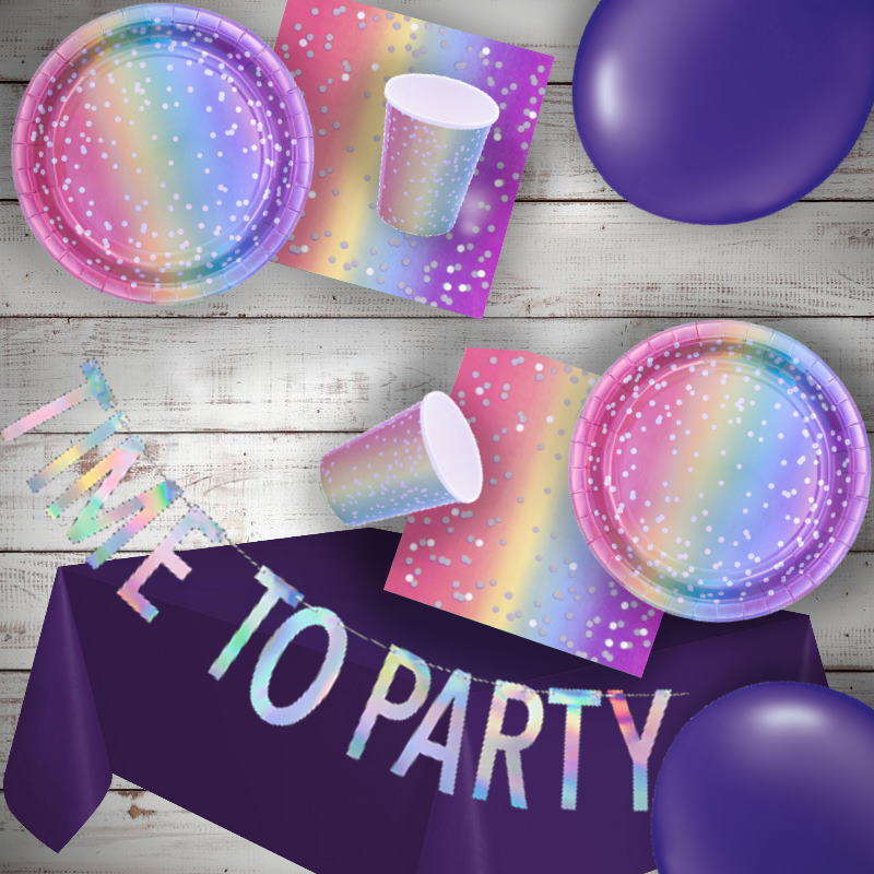 Ombre Rainbow Party Pack: Tableware & Decoration Kit | Party Save Smile
