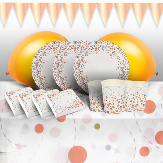 Rose Gold Fizz Party Pack: Tableware & Decoration Kit | Party Save Smile