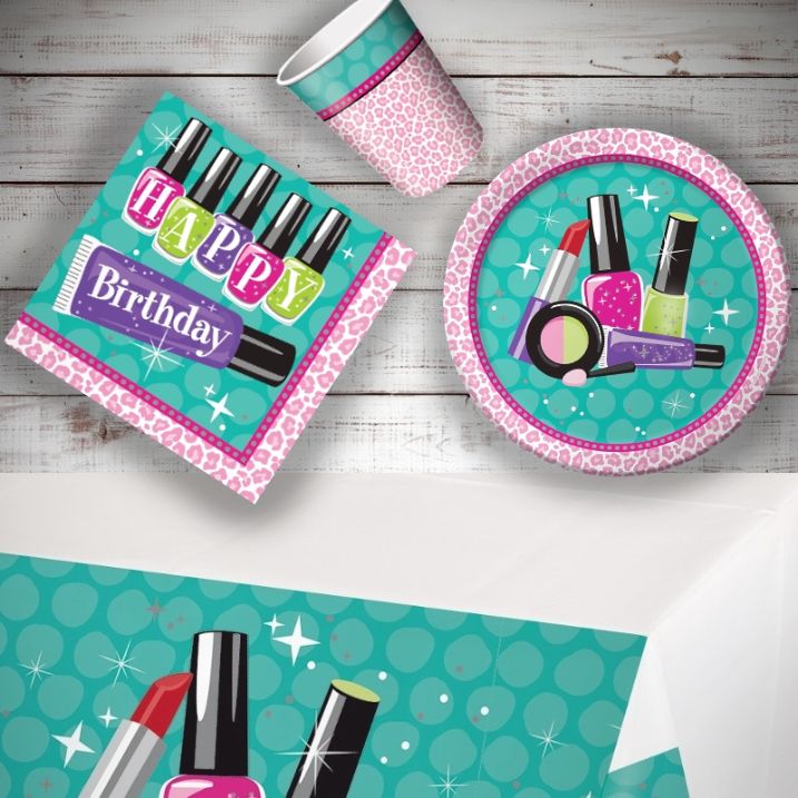 Make-Up Spa Birthday Party Pack: Tableware Party Kit | Party Save Smile