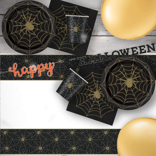 Spider Web Halloween Party Pack: Tableware & Decoration Kit | Party Save Smile