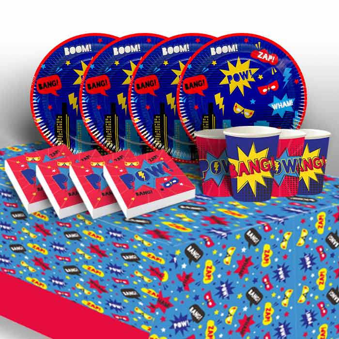 Superhero Comic Party Pack: Tableware Party Kit | Party Save Smile