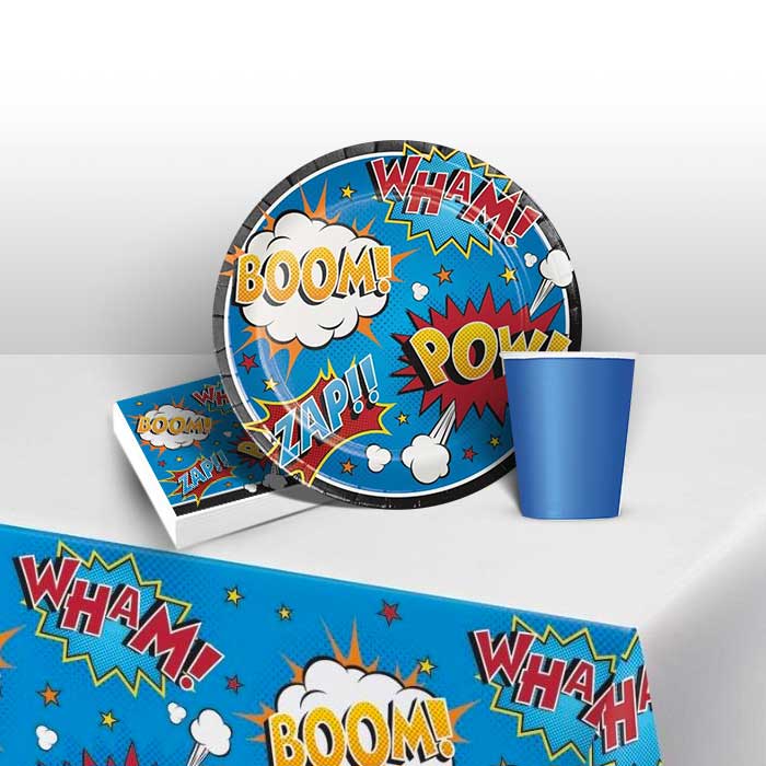 Superhero Slogans Party Pack: Tableware Party Kit | Party Save Smile