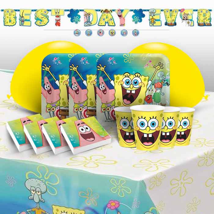 Spongebob SquarePants Birthday Party Pack: Tableware & Decoration Kit | Party Save Smile