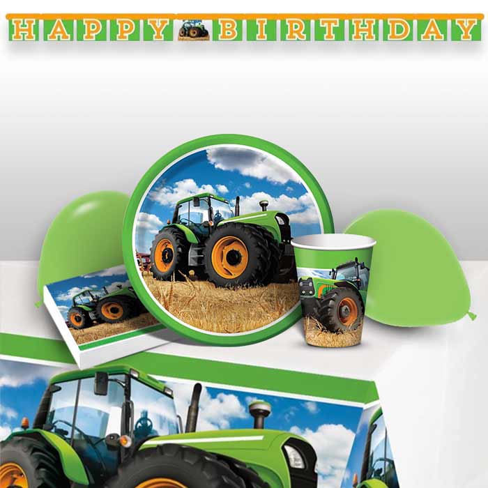 Tractor Birthday Party Pack: Tableware & Decoration Kit | Party Save Smile