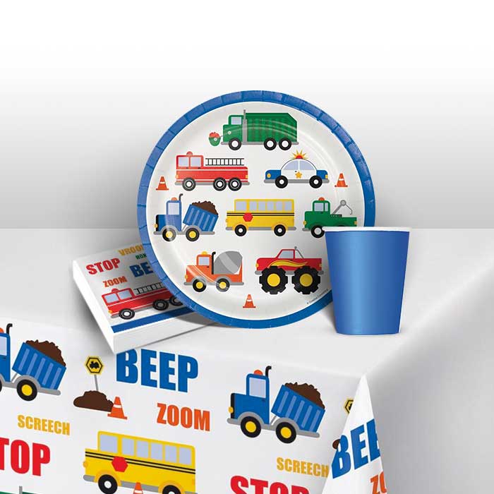 Traffic Jam Vehicle Party Pack: Tableware Party Kit | Party Save Smile