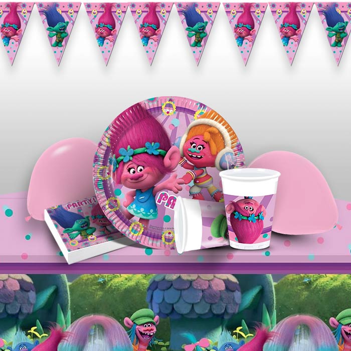 Trolls Birthday Party Pack: Tableware & Decoration Kit | Party Save Smile