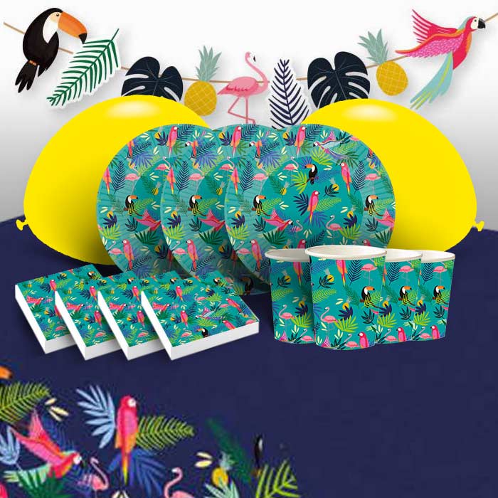 Tropical Toucan Summer Party Pack: Tableware & Decoration Kit | Party Save Smile