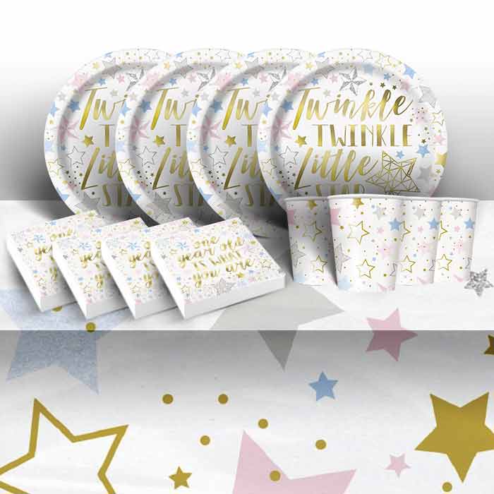 Twinkle Star 1st Birthday Party Pack: Tableware Party Kit | Party Save Smile