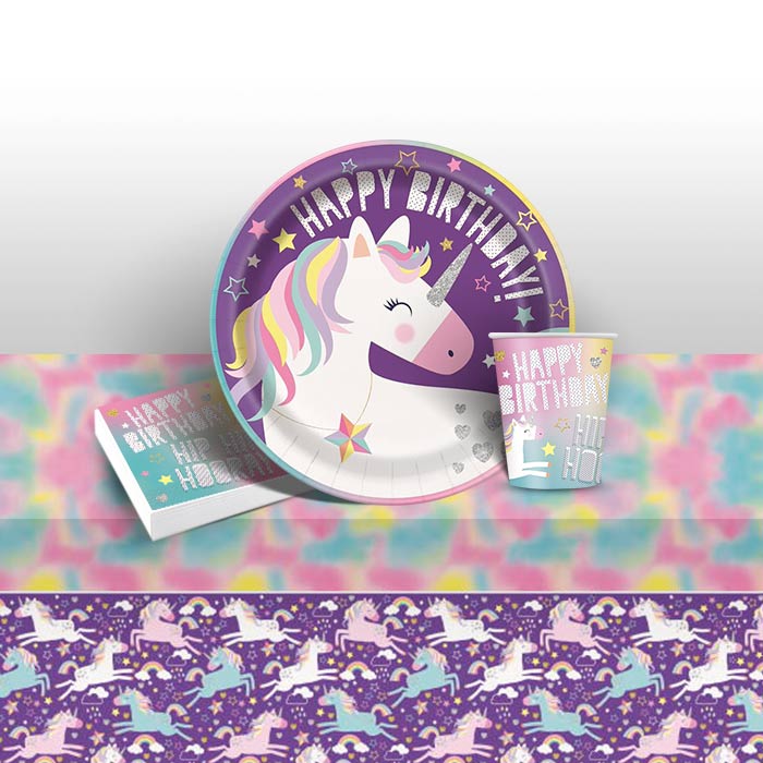 Rainbow Unicorn Party Packs (Tableware) | Party Save Smile