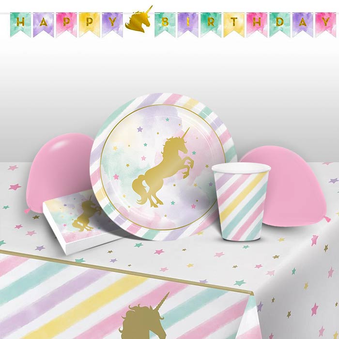 Pastel Unicorn Party Packs: Tableware & Decoration Kit | Party Save Smile
