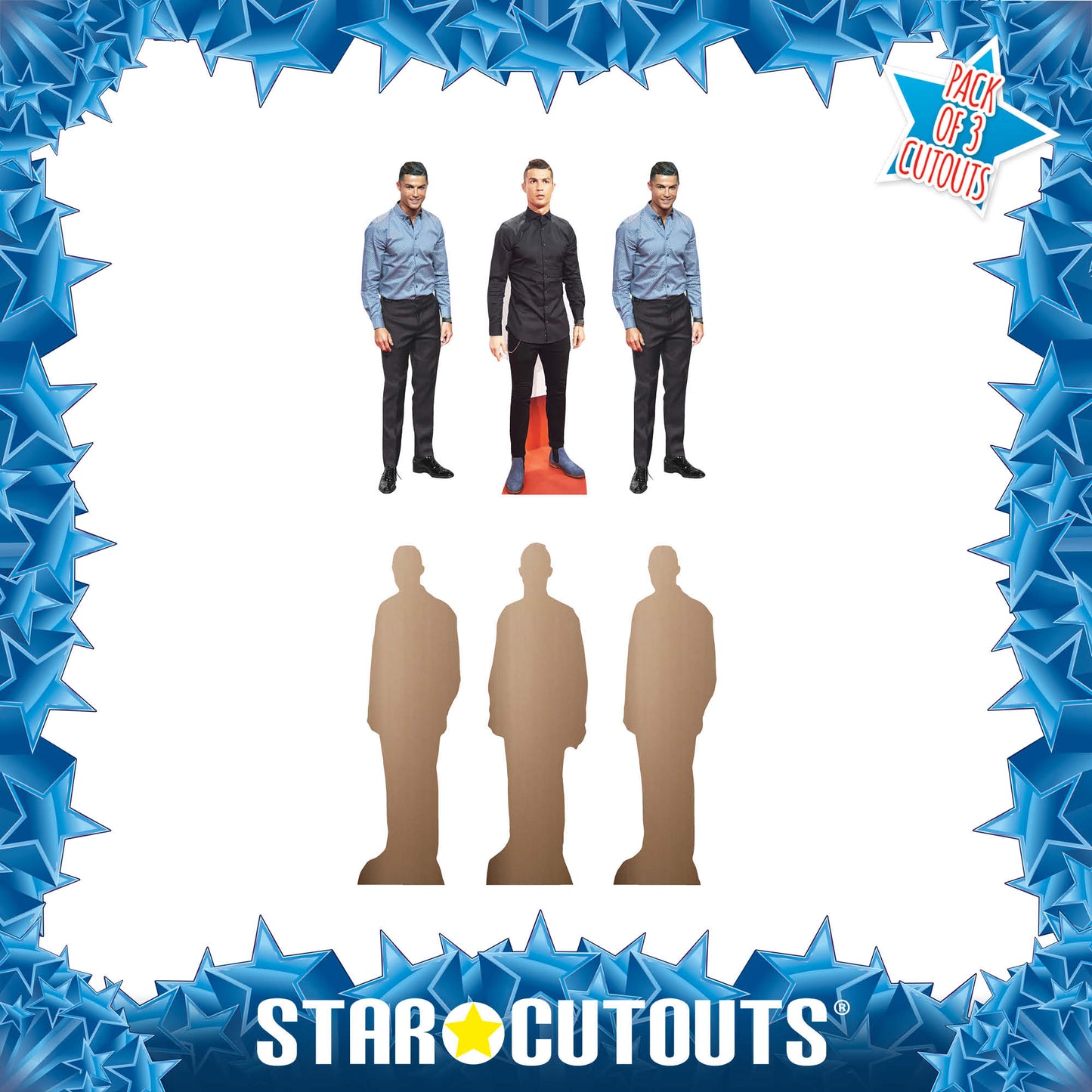 Cristiano Ronaldo Cardboard Cutout Three Pack Shelf Top Cutout Height 31cm