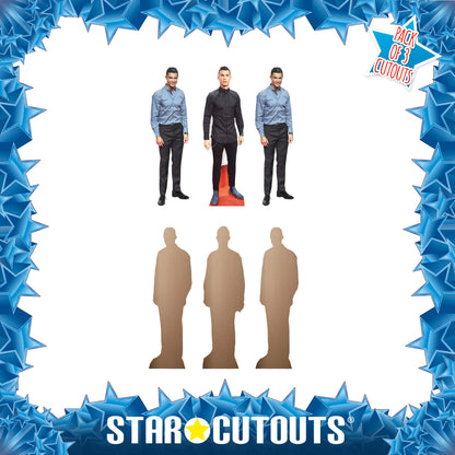 Cristiano Ronaldo Cardboard Cutout Three Pack Shelf Top Cutout Height 31cm