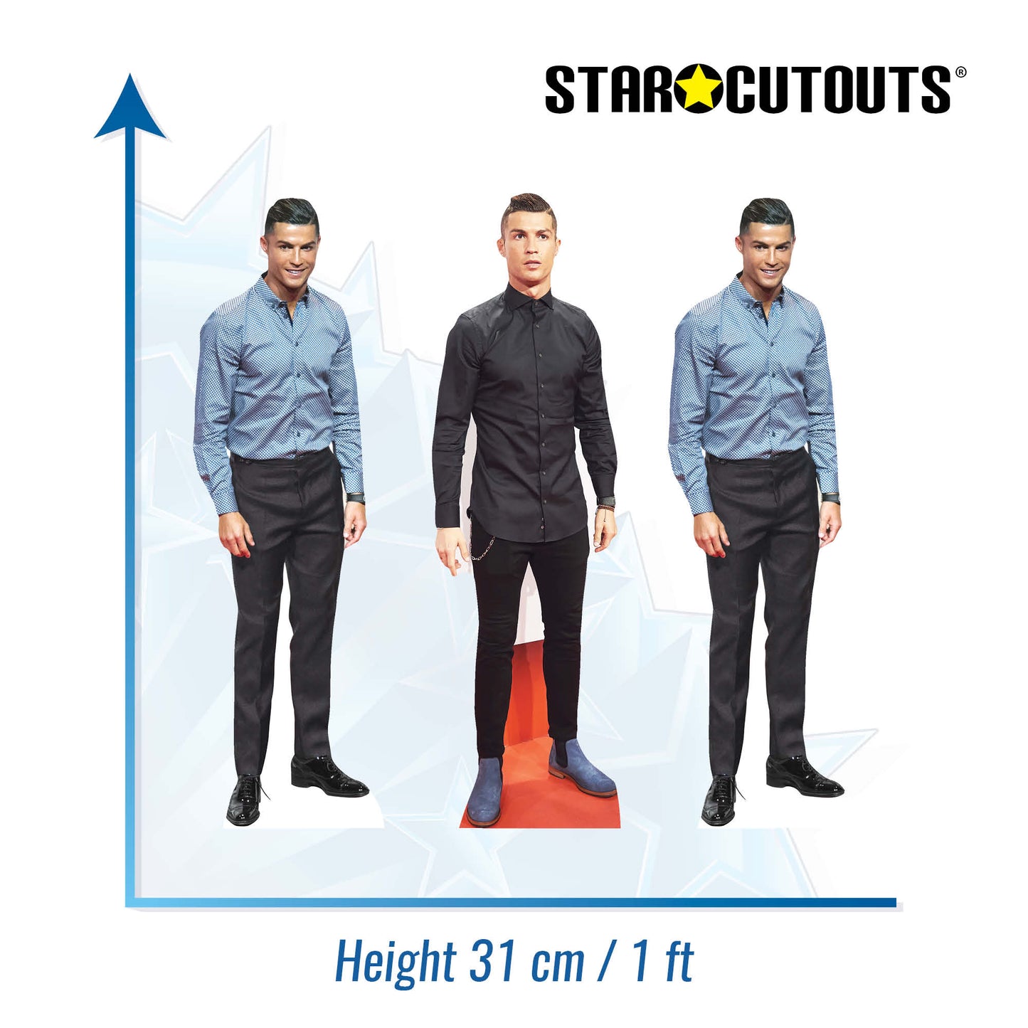 Cristiano Ronaldo Cardboard Cutout Three Pack Shelf Top Cutout Height 31cm