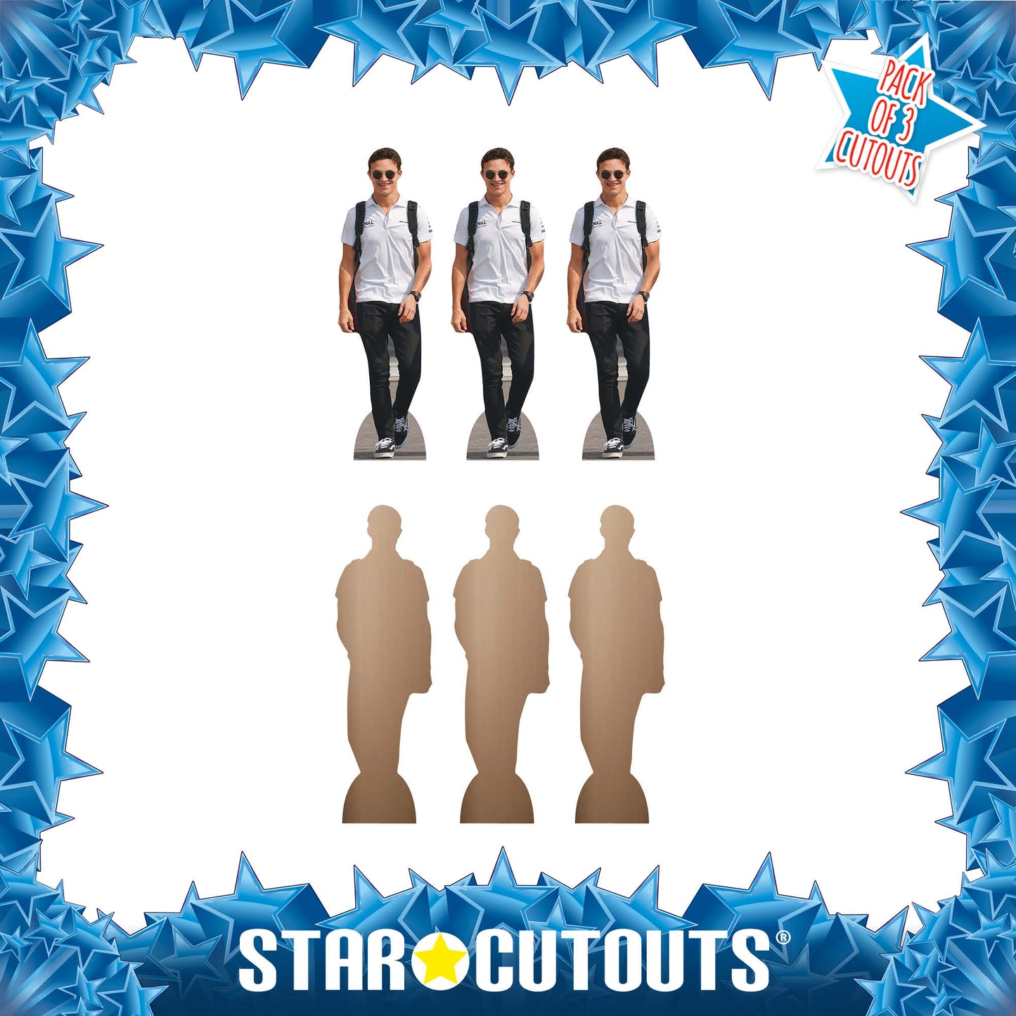 Cardboard Cutout of Lando Norris Three Pack Shelf Top Cutout Height 31cm