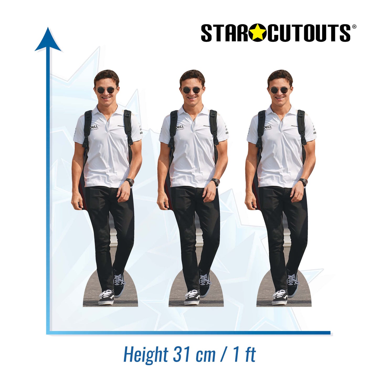 Cardboard Cutout of Lando Norris Three Pack Shelf Top Cutout Height 31cm