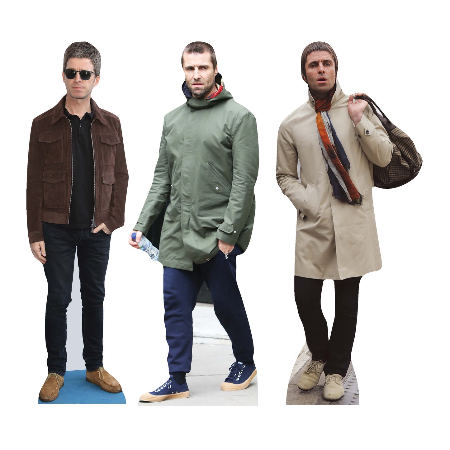 Liam and Noel Gallagher Shelftop Cardboard Cutout 3 Pack Height 30cm
