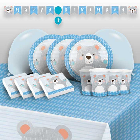 Blue Bear Birthday Party Pack: Kit with Decorations & Balloons | Party Save Smile
