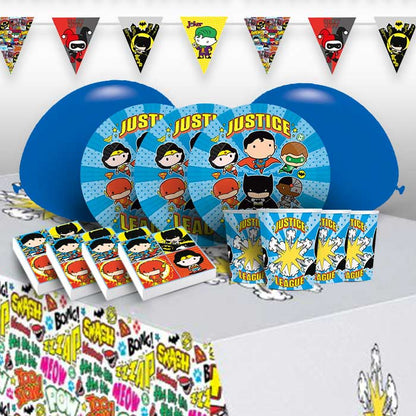 Justice League Cartoon Party Pack: Tableware & Decoration Kit | Party Save Smile