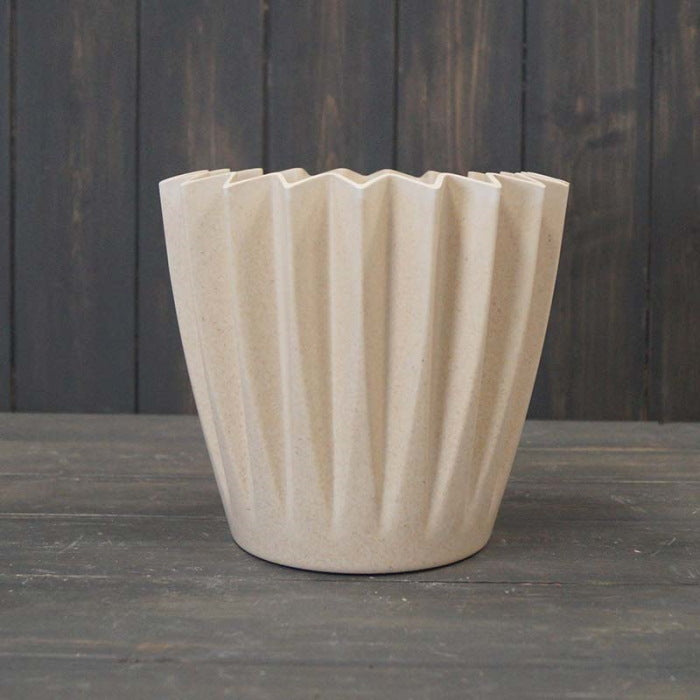 Corrugated Bamboo Plant Pot Earthy Natural (19cm) | Party Save Smile