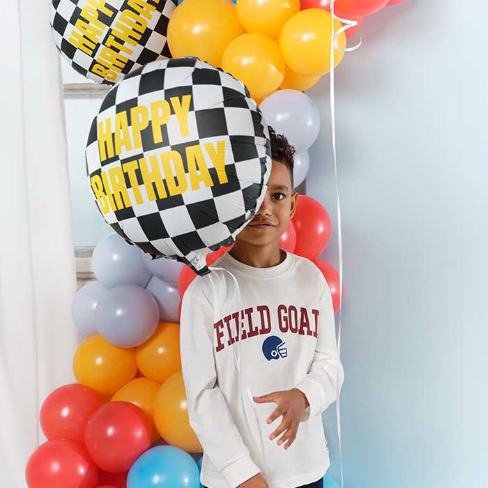 Chequered Flag Happy Birthday Foil Balloon 18 Inch
