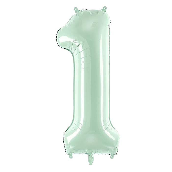 Pastel Green Number 1 Balloon 28 Inches | Party Save Smile