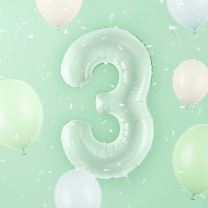 Pastel Green Number 3 Balloon 28 Inches