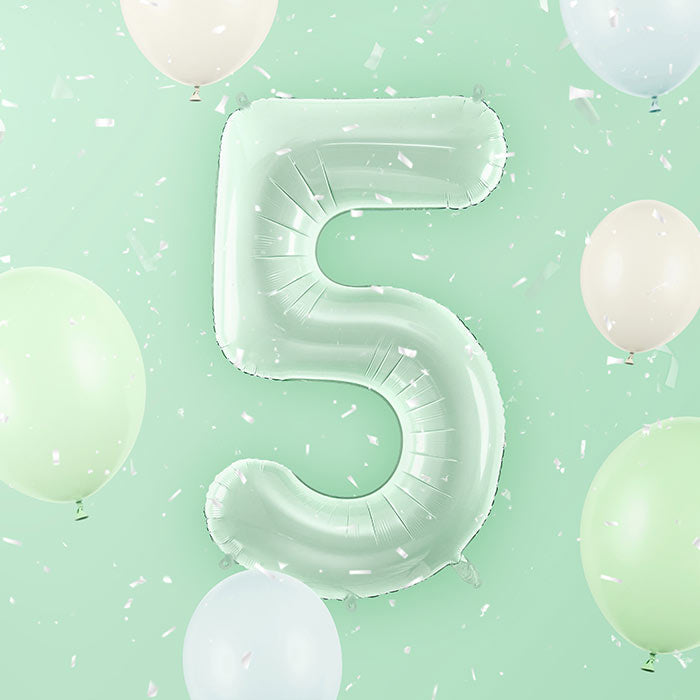 Pastel Green Number 5 Balloon 28 Inches