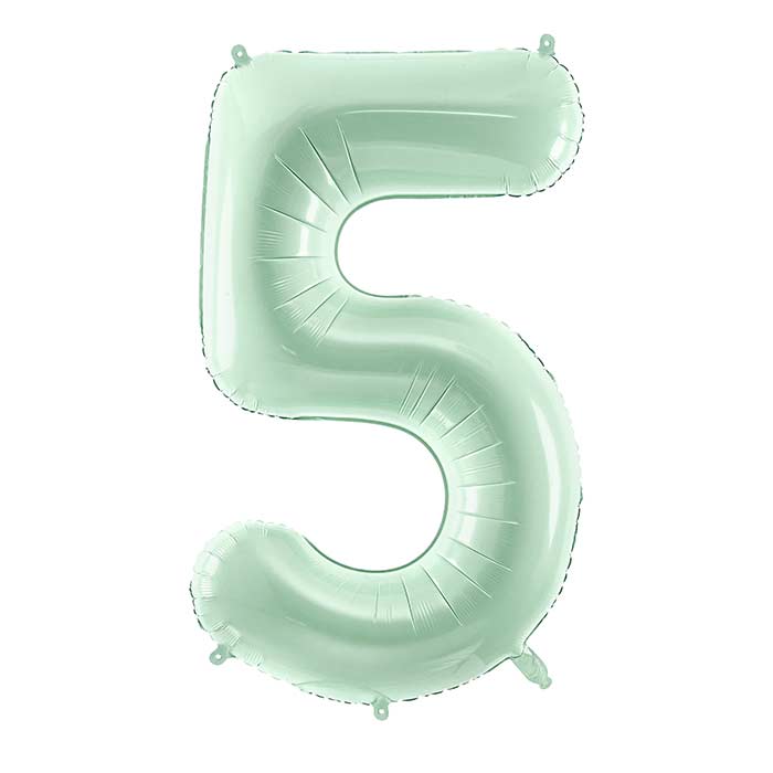 Pastel Green Number 5 Balloon 28 Inches | Party Save Smile